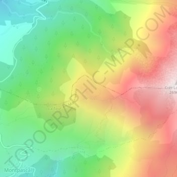 Mapa topográfico Les Fontanioux, altitude, relevo