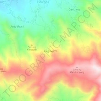 Mapa topográfico Tlagawera, altitude, relevo