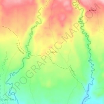 Mapa topográfico El Santo, altitude, relevo