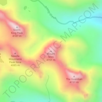 Mapa topográfico Mount Silex, altitude, relevo