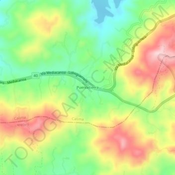 Mapa topográfico Puentetierra, altitude, relevo
