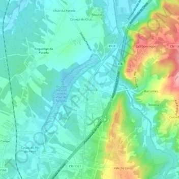 Mapa topográfico Tornada, altitude, relevo