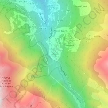 Mapa topográfico La Thuile, altitude, relevo