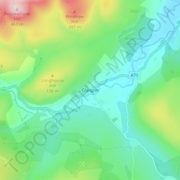 Mapa topográfico Glespin, altitude, relevo