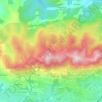 Mapa topográfico El Pevidal, altitude, relevo