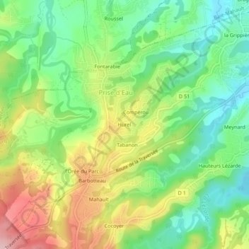 Mapa topográfico Hurel, altitude, relevo