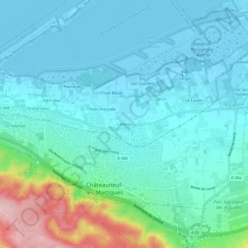 Mapa topográfico L'Arenas, altitude, relevo
