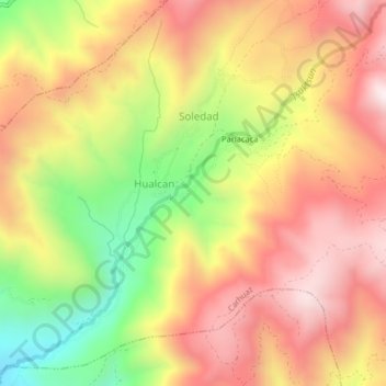 Mapa topográfico Pariacaca, altitude, relevo