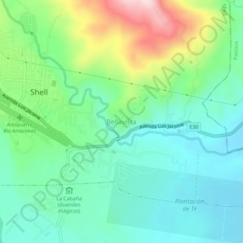 Mapa topográfico Bellavista, altitude, relevo
