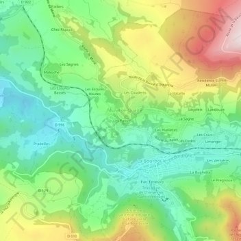 Mapa topográfico Les Pans, altitude, relevo