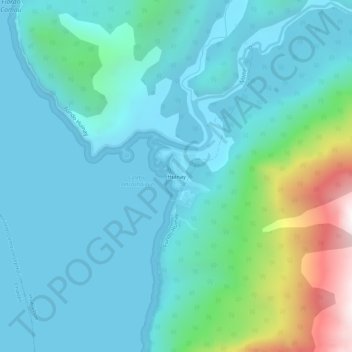 Mapa topográfico Huinay, altitude, relevo