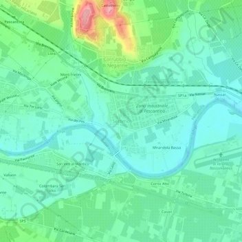 Mapa topográfico Settimo, altitude, relevo