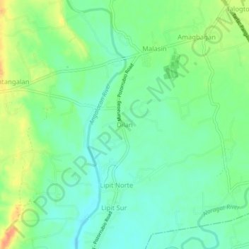 Mapa topográfico Dilan, altitude, relevo