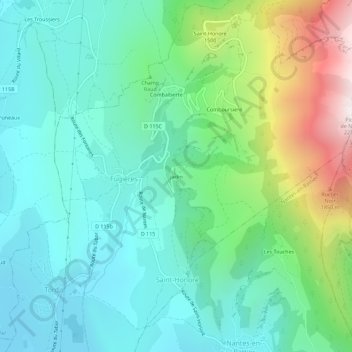 Mapa topográfico Jadin, altitude, relevo