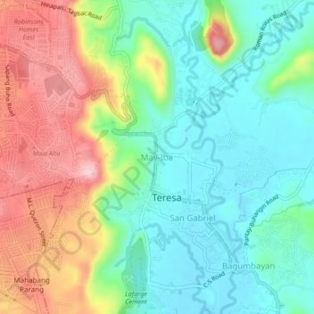 Mapa topográfico May-Iba, altitude, relevo