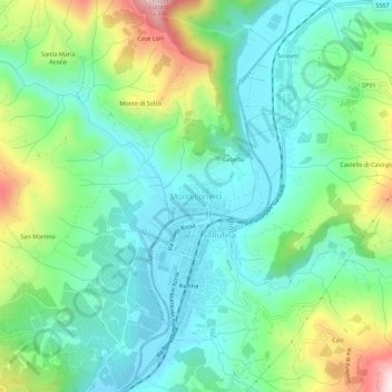 Mapa topográfico Montebonello, altitude, relevo