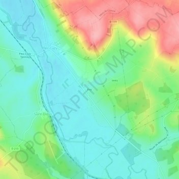 Mapa topográfico Flez, altitude, relevo