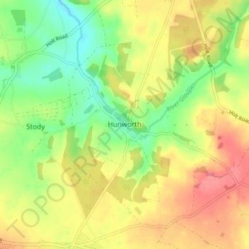 Mapa topográfico Hunworth, altitude, relevo