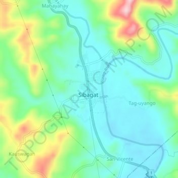 Mapa topográfico Poblacion, altitude, relevo