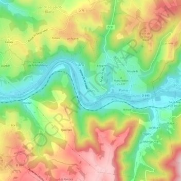 Mapa topográfico Gours, altitude, relevo