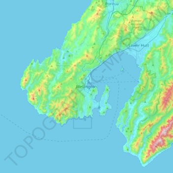 Mapa topográfico Wellington, altitude, relevo