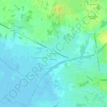 Mapa topográfico Pont Habert, altitude, relevo