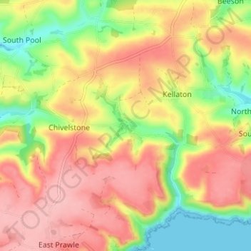 Mapa topográfico South Allington, altitude, relevo