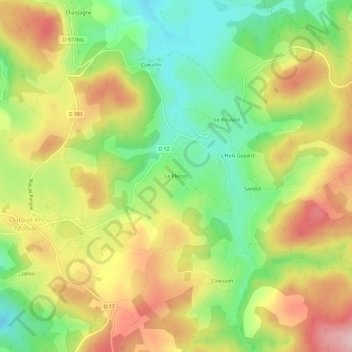 Mapa topográfico Le Plessis, altitude, relevo