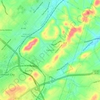 Mapa topográfico Keystone, altitude, relevo