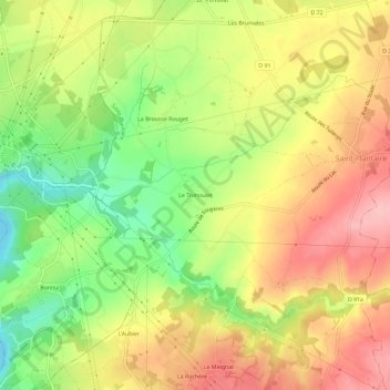 Mapa topográfico Le Trimoulet, altitude, relevo