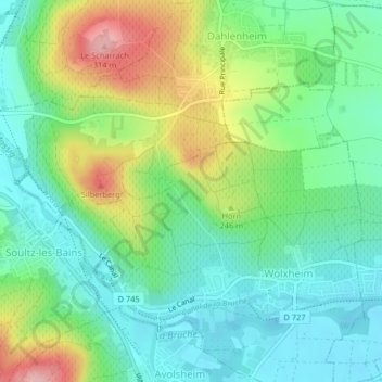 Mapa topográfico Altenberg, altitude, relevo