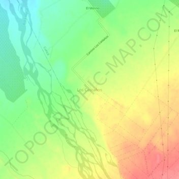 Mapa topográfico Los Castaños, altitude, relevo