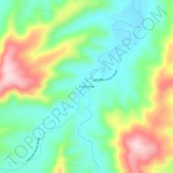 Mapa topográfico Obx Creek, altitude, relevo