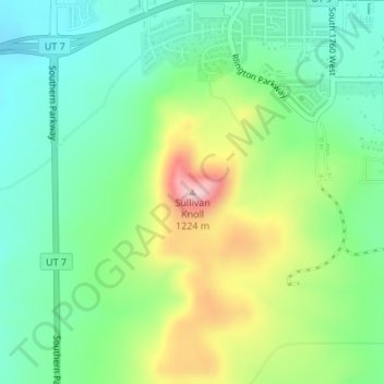 Mapa topográfico Sullivan Knoll, altitude, relevo