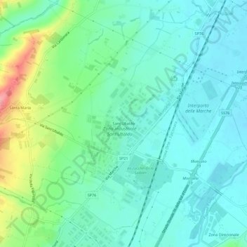 Mapa topográfico Sant'Ubaldo, altitude, relevo