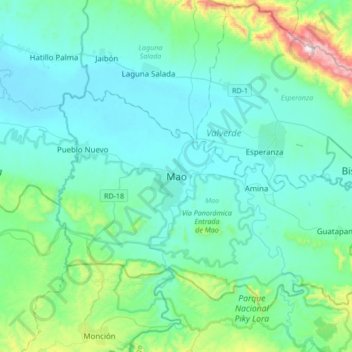Mapa topográfico Mao, altitude, relevo