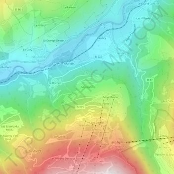 Mapa topográfico Montorlin, altitude, relevo