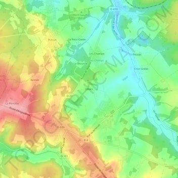 Mapa topográfico Villars, altitude, relevo