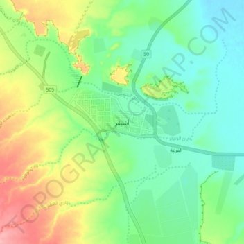 Mapa topográfico Ushayqir, altitude, relevo