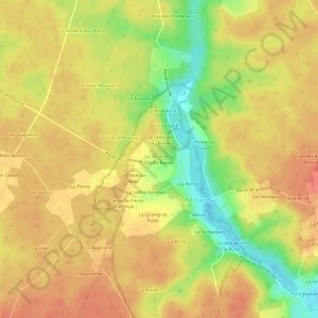 Mapa topográfico La Terre de la Ceuille Roulée, altitude, relevo