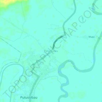 Mapa topográfico Pala Pulau, altitude, relevo