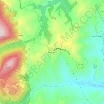 Mapa topográfico Corsciano, altitude, relevo