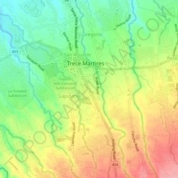 Mapa topográfico Luciano, altitude, relevo
