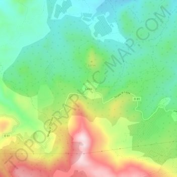 Mapa topográfico Casta, altitude, relevo