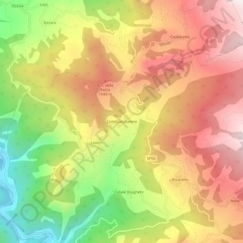 Mapa topográfico Castelcanafurone, altitude, relevo