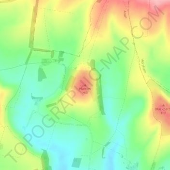 Mapa topográfico Harrow Hill, altitude, relevo