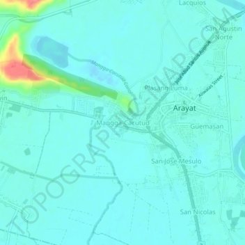Mapa topográfico Mangga-Cacutud, altitude, relevo