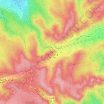 Mapa topográfico Le Douard, altitude, relevo