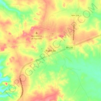 Mapa topográfico Riachão, altitude, relevo