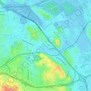 Mapa topográfico Vine Hill, altitude, relevo